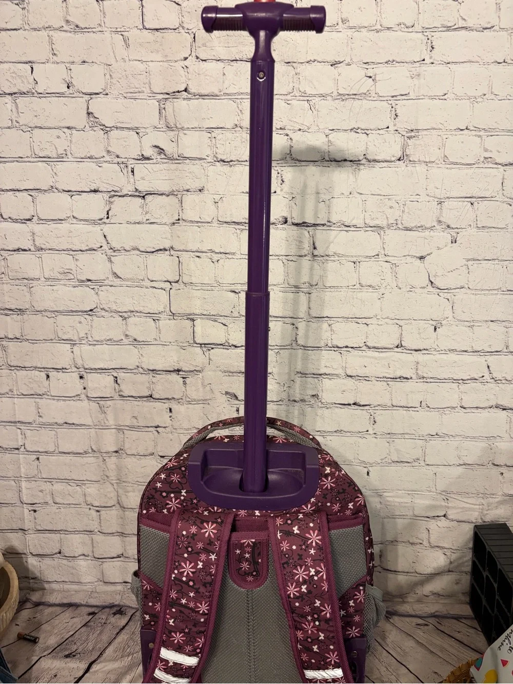 J WORLD Purple Floral Kids Backpack with Front Pocket